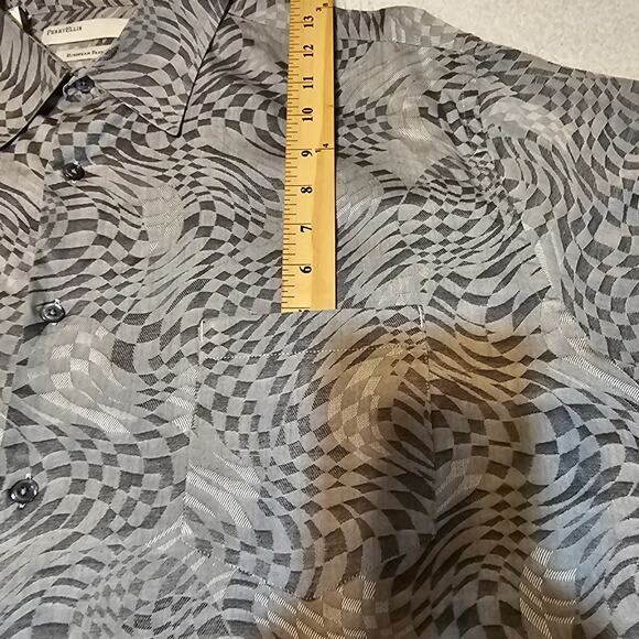 Perry Ellis Men’s XXL Long Sleeve Shirt Gray Geometric Abstract 100% Cotton - Picture 9 of 11